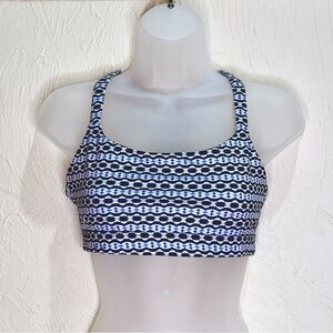 Gap Fit Blue White Pattern Sport Bra Low Impact Womens M Racerback
